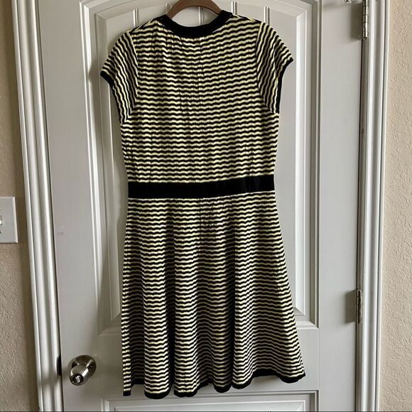 Wendy Williams Yellow/Black Chevron Striped Fit & Flare Sweater Dress;SZ L;BNWT - Picture 3 of 7